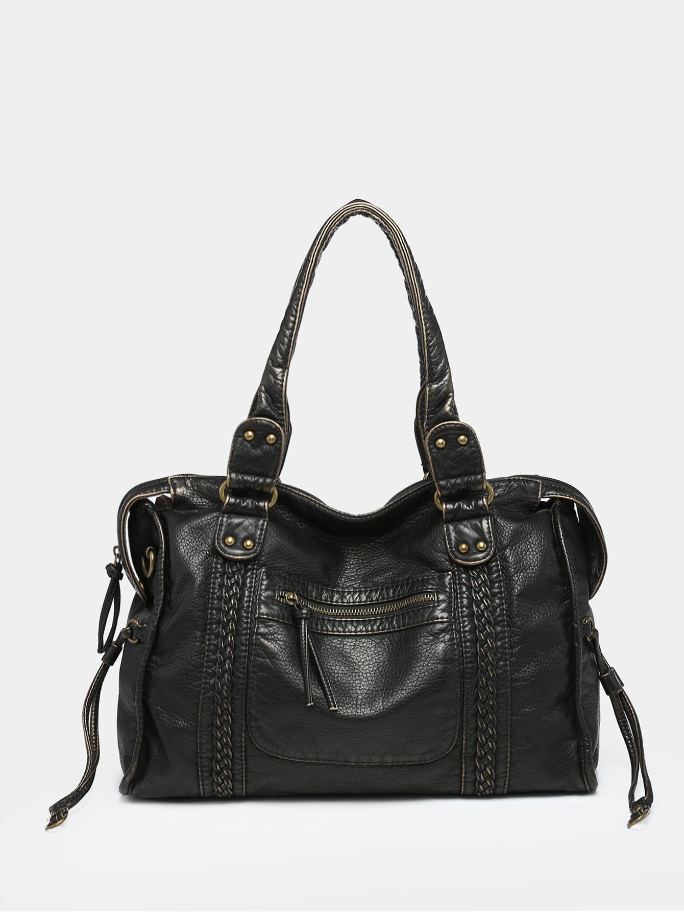 Unisex Retro Worn-Look Large Capacity Slouchy Bag
