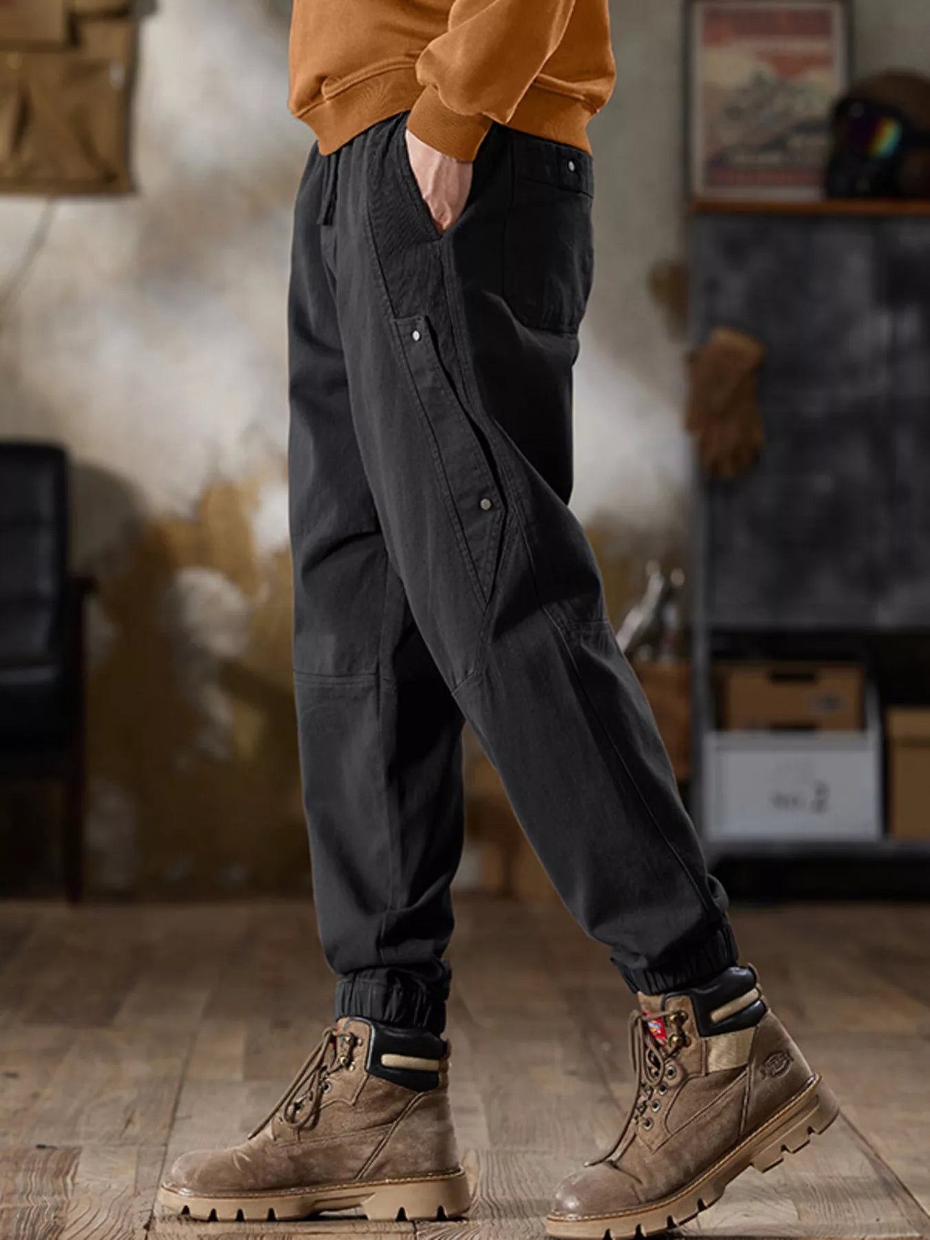 Pantalón Jogger Cargo Casual con Cordón Tallas Grandes para Hombre