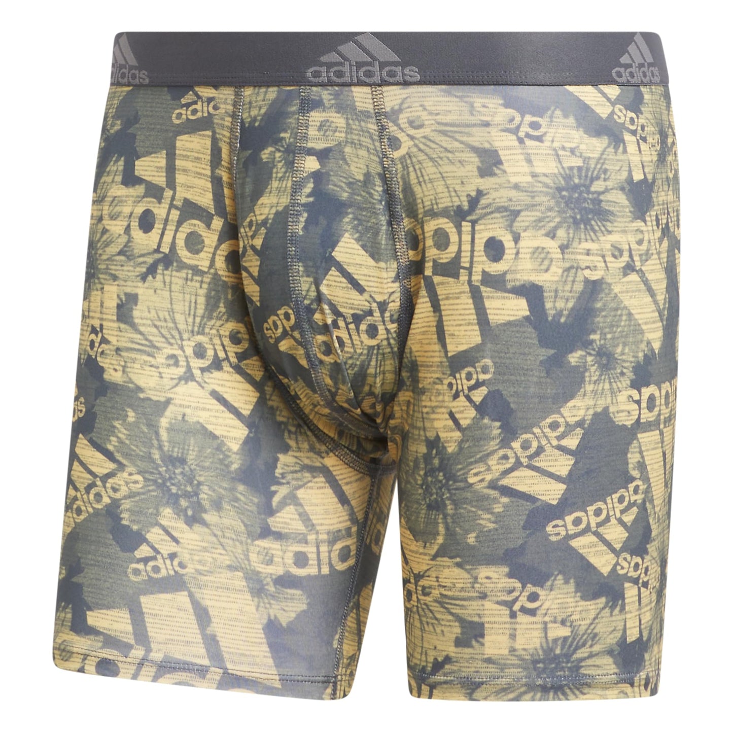 adidas Mens Microfiber Athletic Fit Boxer Brief Underwear (1 Pair) Breathable Performance Workout BOS Floral Onix-Grey-Semi Spark/Onix Grey/Semi Spark Orange Medium