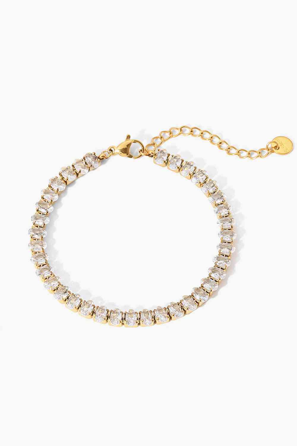 Zircon Luxe Inlaid Bracelet – 18K Gold Plated Elegance See size chart under “more details”