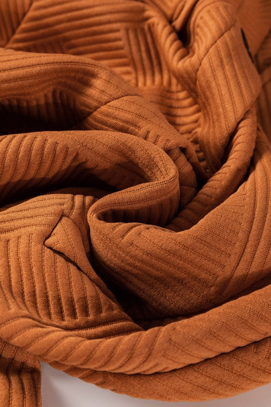 Textured Collared Button-Up Drop Shoulder Coat