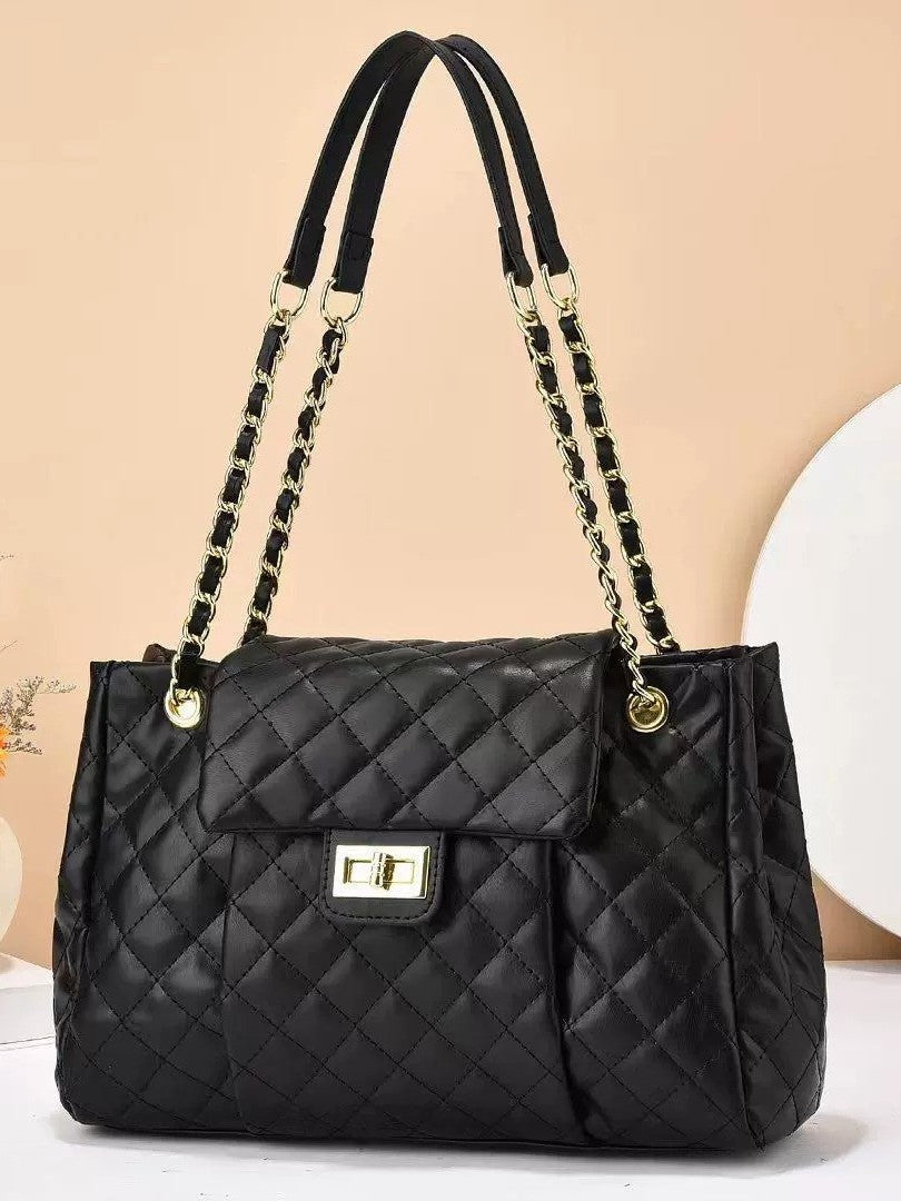 Women's Rhombus Quilted Chain Shoulder Travel Bag
