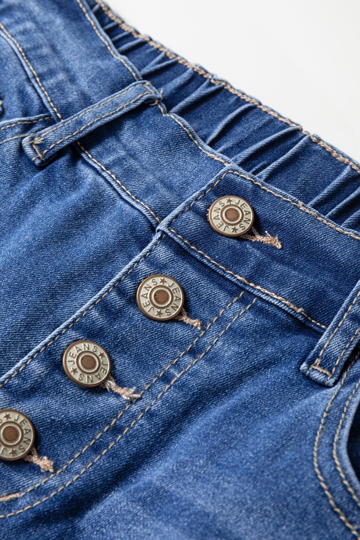 Jeans casuales de corte holgado cónico, azules, de 4 botones frontales