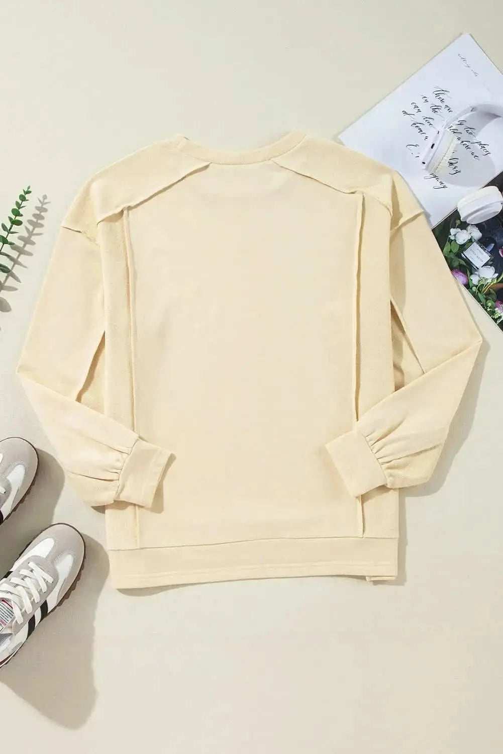 Sweatshirt - Exposed Seam High-Low - Women's Casual Long Sleeve
