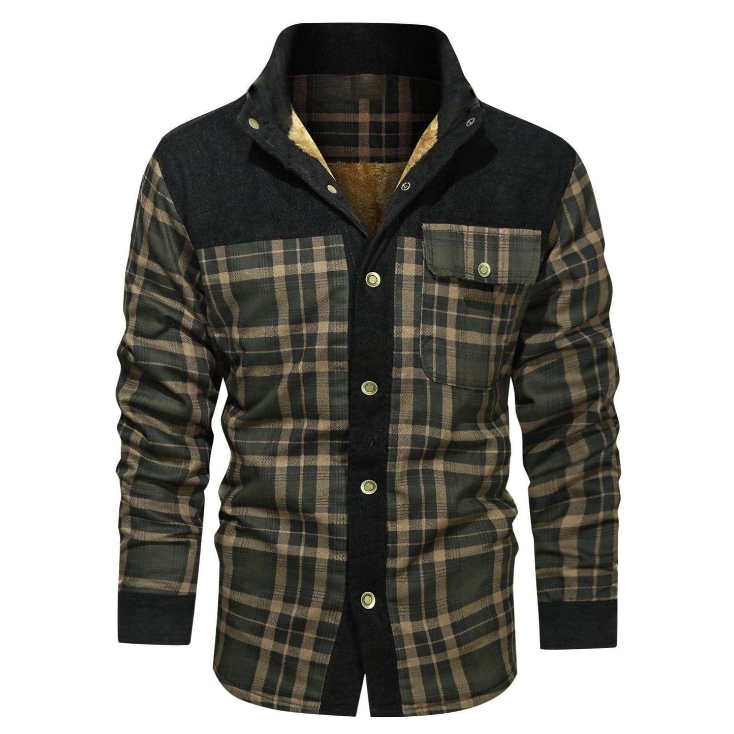 2022 Men's Plus Size Thick Corduroy Plaid Jacket