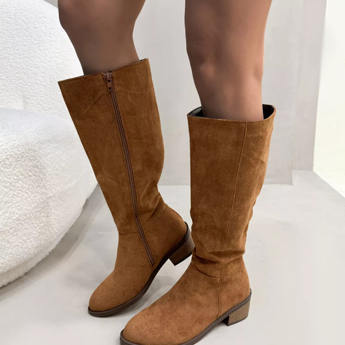 Round Toe Block Heels Boots