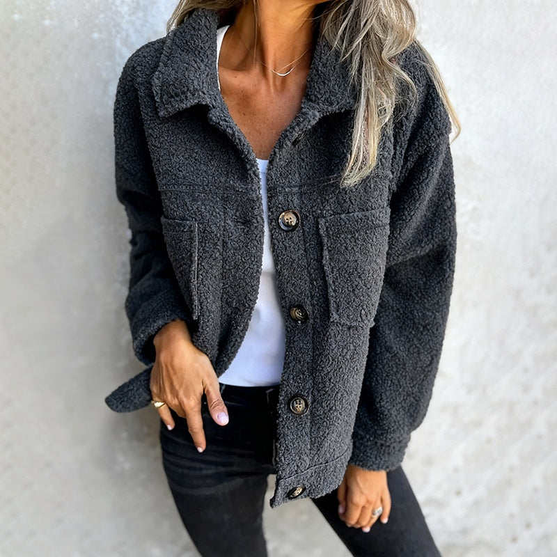 Chaqueta Sherpa para mujer de talla grande en color liso
