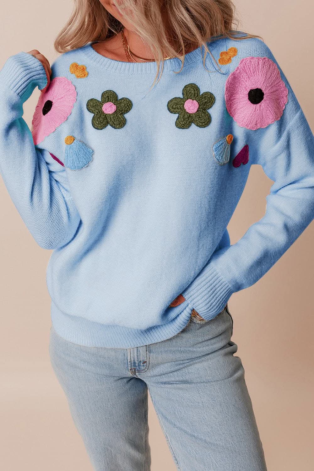 Sweaters Trendsi Chic floral crochet sweater