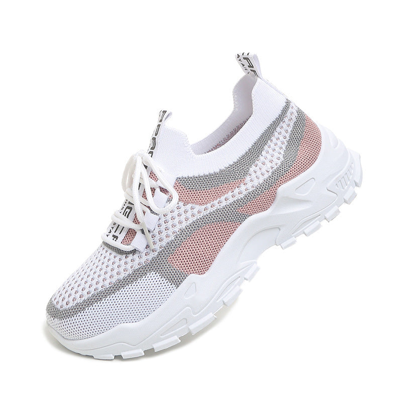 Breathable Mesh Lace-up Flyknit Casual Shoes For Women