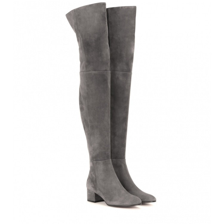 Women's Over-the-Knee Suede Block Heel Boots