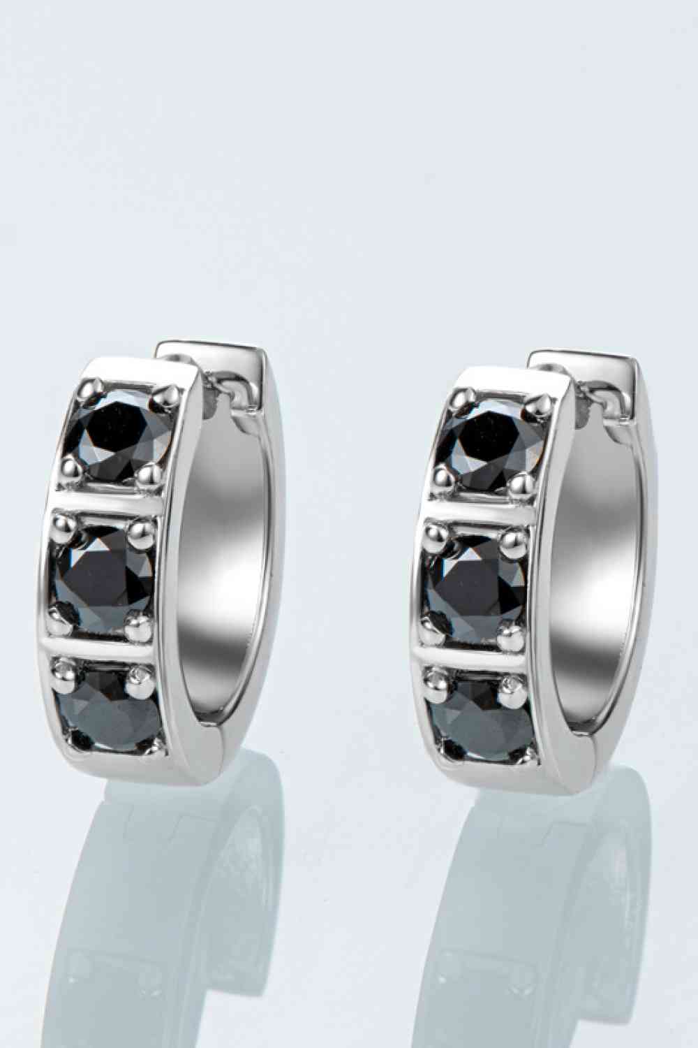Elegant Jewel Inlaid Moissanite Huggie Earrings – Minimalist Design in Sterling Silver See size chart under “more details”