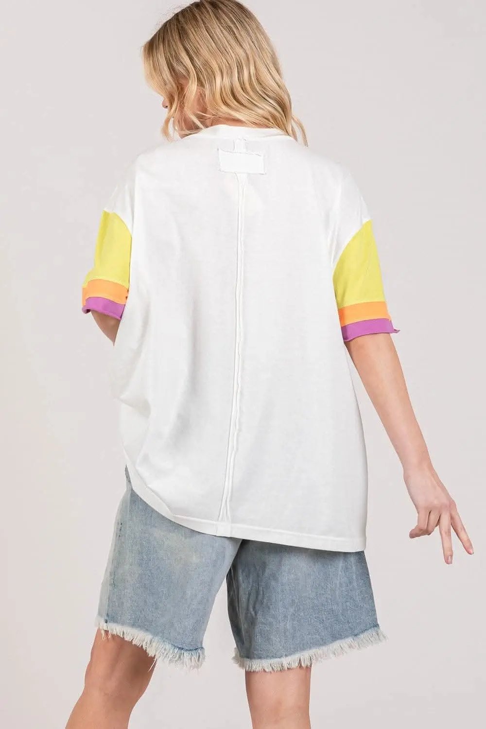 Shorts Trendsi Color Block Peace Tee Women's Casual T-Shirt Soft & Comfy