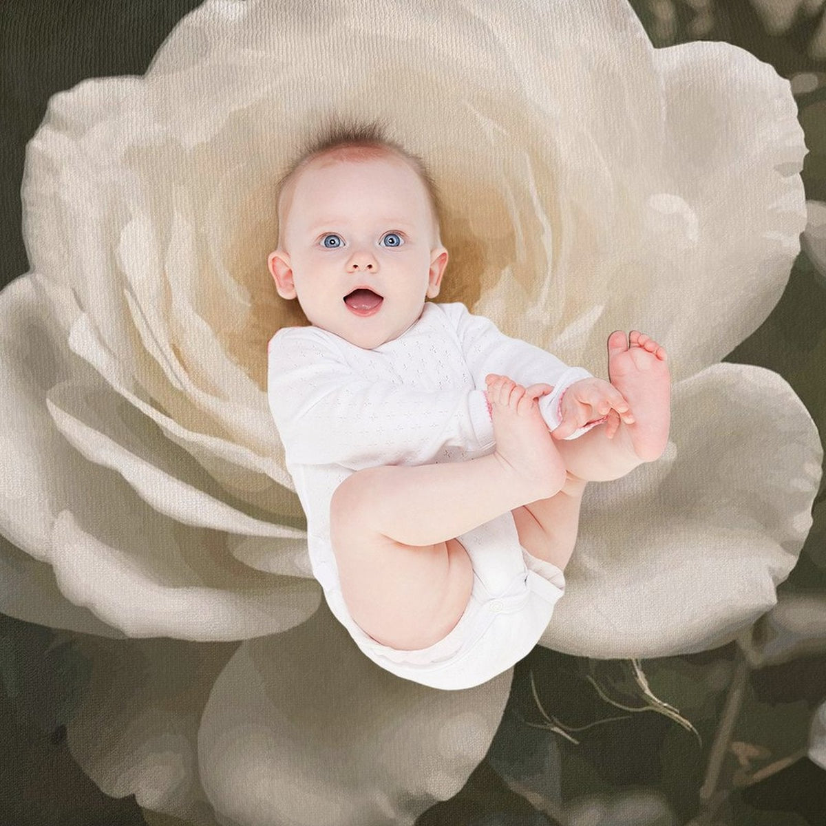 White Rose Sherpa Fleece Throw Blanket - 50"×60"