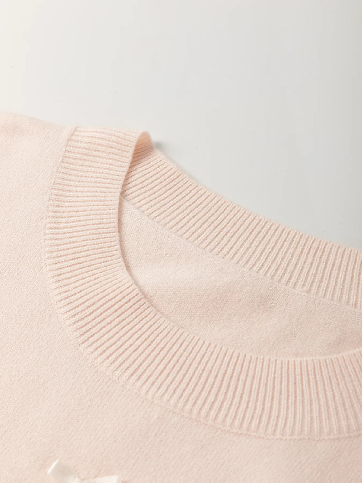 Pearl Embellished Bow Detail Short Sleeve Sweater