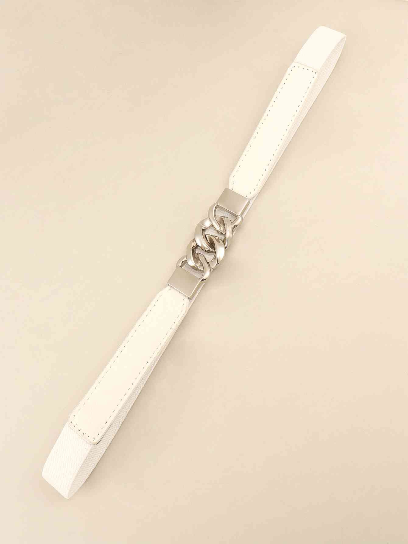 ElegantStyle Zinc Alloy Buckle Elastic PU Belt – Versatile and Stylish Accessory See size chart under “more details”