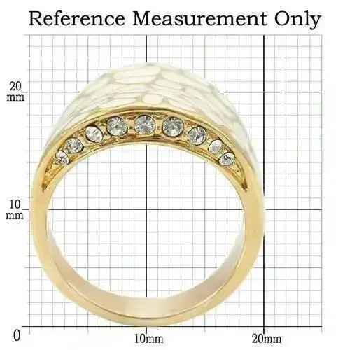 0W379 Gold Brass Ring – 11mm Clear Top-Grade Crystal Statement Piece