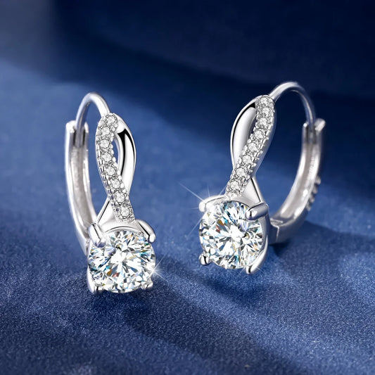 1.0ct Moissanite Hoop Earrings 925 Sterling Silver Wrap For Women Wedding