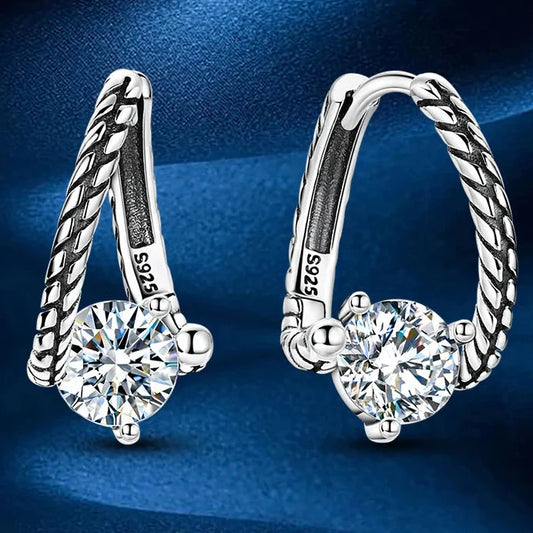 1.0ct Moissanite Hoop Earrings S925 Sterling Silver Snake Bone For Women