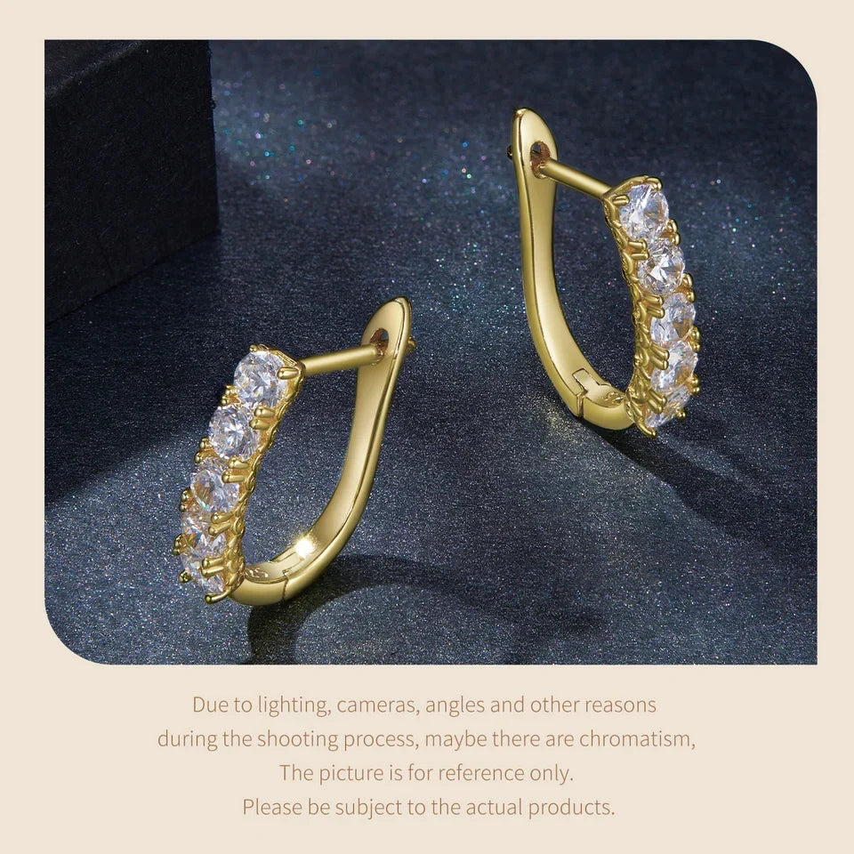 1.0CT Moissanite U-Shaped 925 Sterling Silver Hoop Earrings For Women Gift