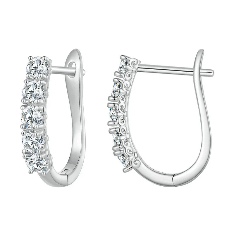 1.0CT Moissanite U-Shaped 925 Sterling Silver Hoop Earrings For Women Gift