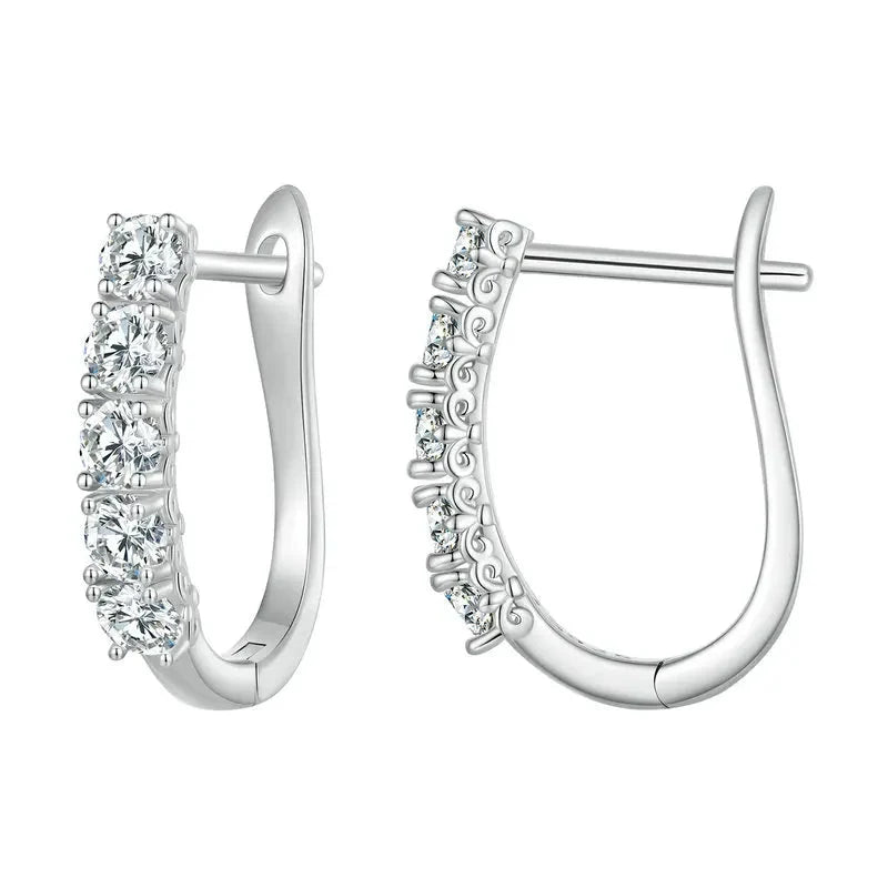 1.0CT Moissanite U-Shaped 925 Sterling Silver Hoop Earrings For Women Gift