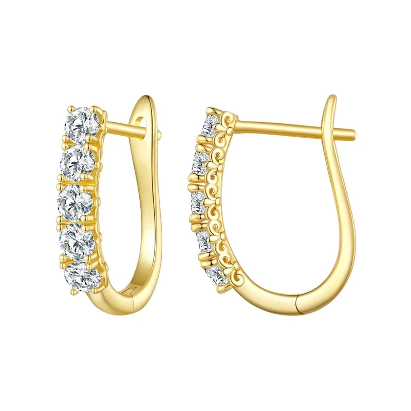 1.0CT Moissanite U-Shaped 925 Sterling Silver Hoop Earrings For Women Gift