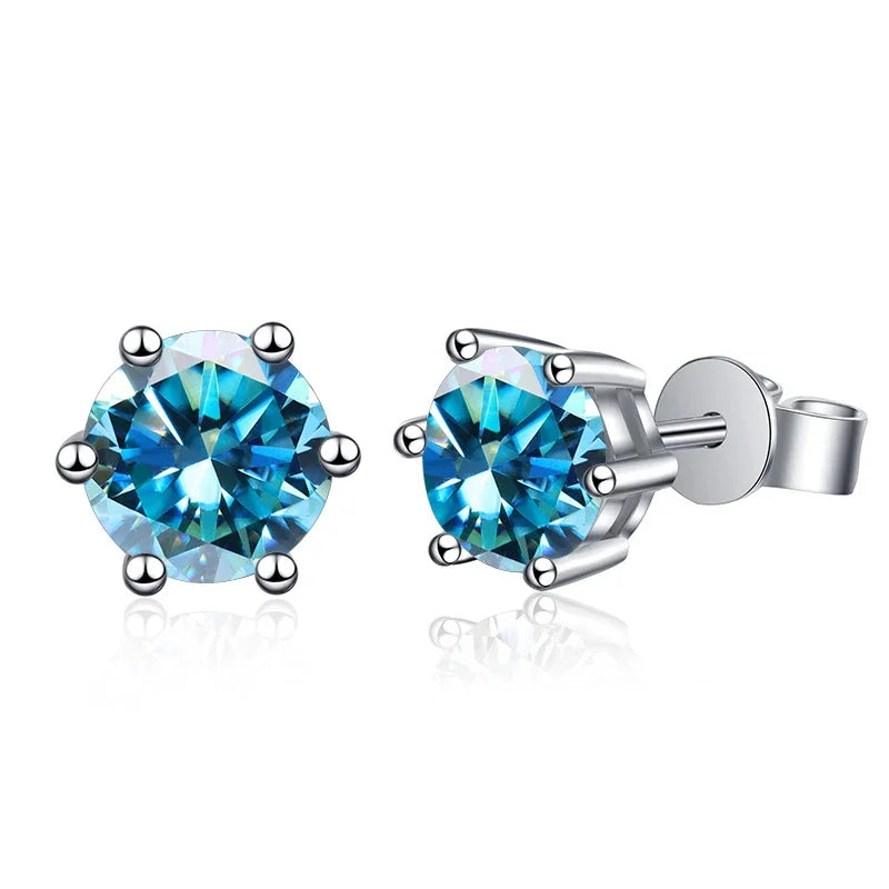 1-2 Carat D Color Moissanite Stud Earrings 925 Sterling Silver Wedding