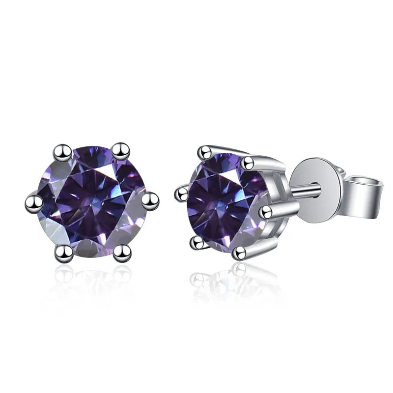 1-2 Carat D Color Moissanite Stud Earrings 925 Sterling Silver Wedding
