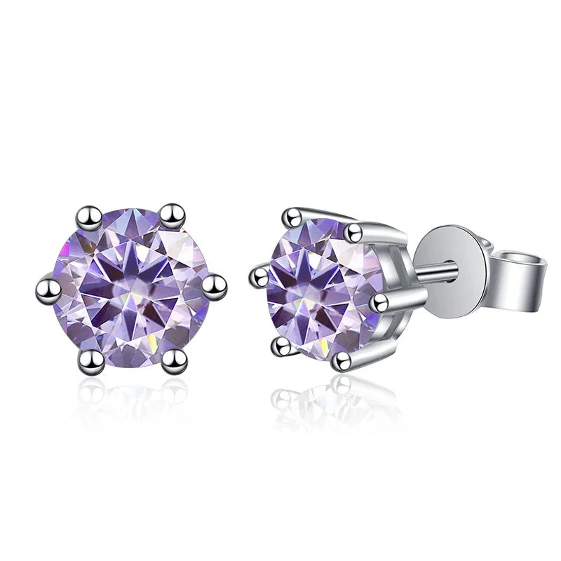 1-2 Carat D Color Moissanite Stud Earrings 925 Sterling Silver Wedding
