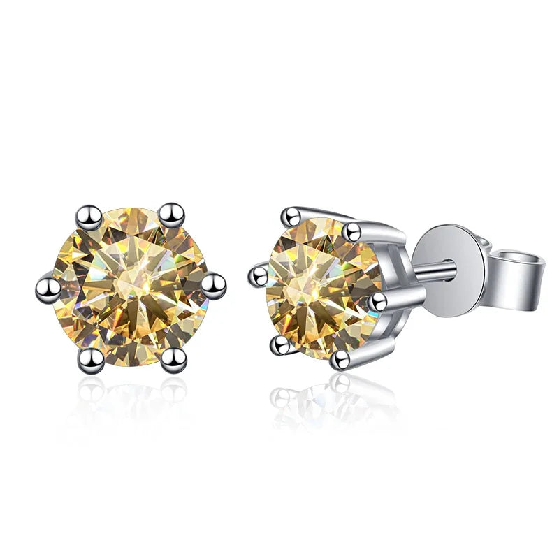 1-2 Carat D Color Moissanite Stud Earrings 925 Sterling Silver Wedding