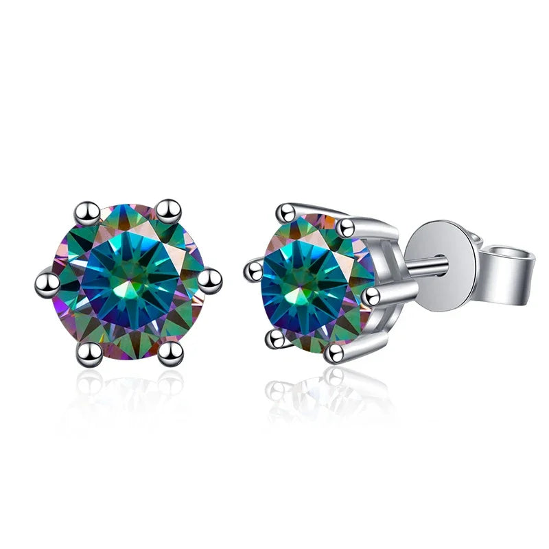 1-2 Carat D Color Moissanite Stud Earrings 925 Sterling Silver Wedding