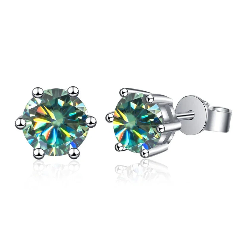 1-2 Carat D Color Moissanite Stud Earrings 925 Sterling Silver Wedding