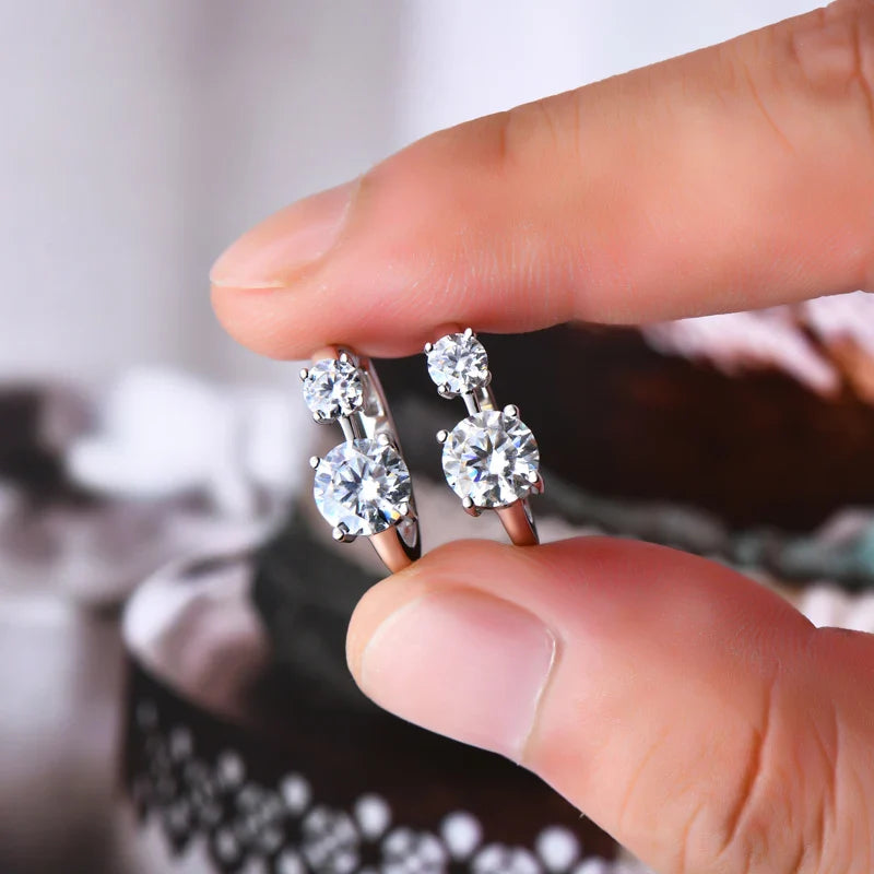 1.30ct D Moissanite Hoop Stud Earrings 925 Sterling Silver Mini Hoops Women