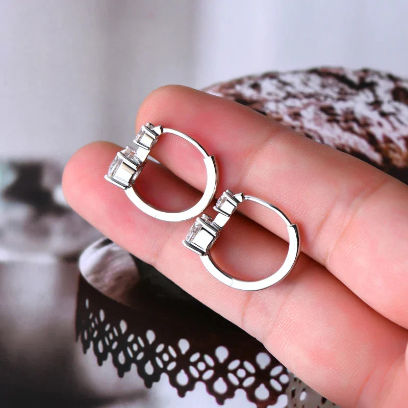 1.30ct D Moissanite Hoop Stud Earrings 925 Sterling Silver Mini Hoops Women