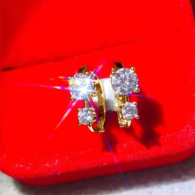 1.30ct D Moissanite Hoop Stud Earrings 925 Sterling Silver Mini Hoops Women