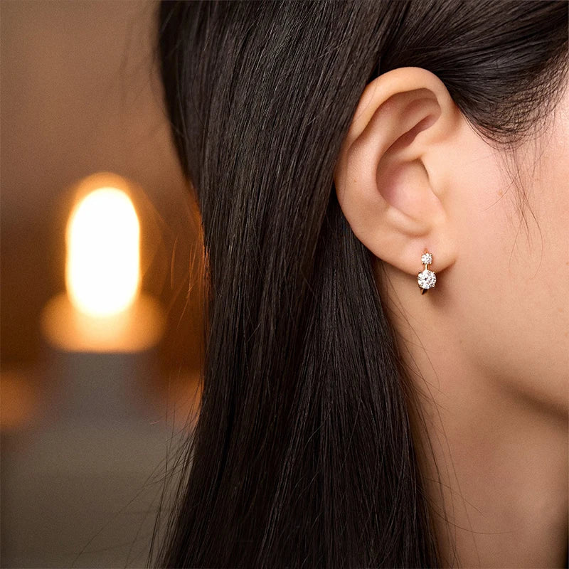 1.30ct D Moissanite Hoop Stud Earrings 925 Sterling Silver Mini Hoops Women