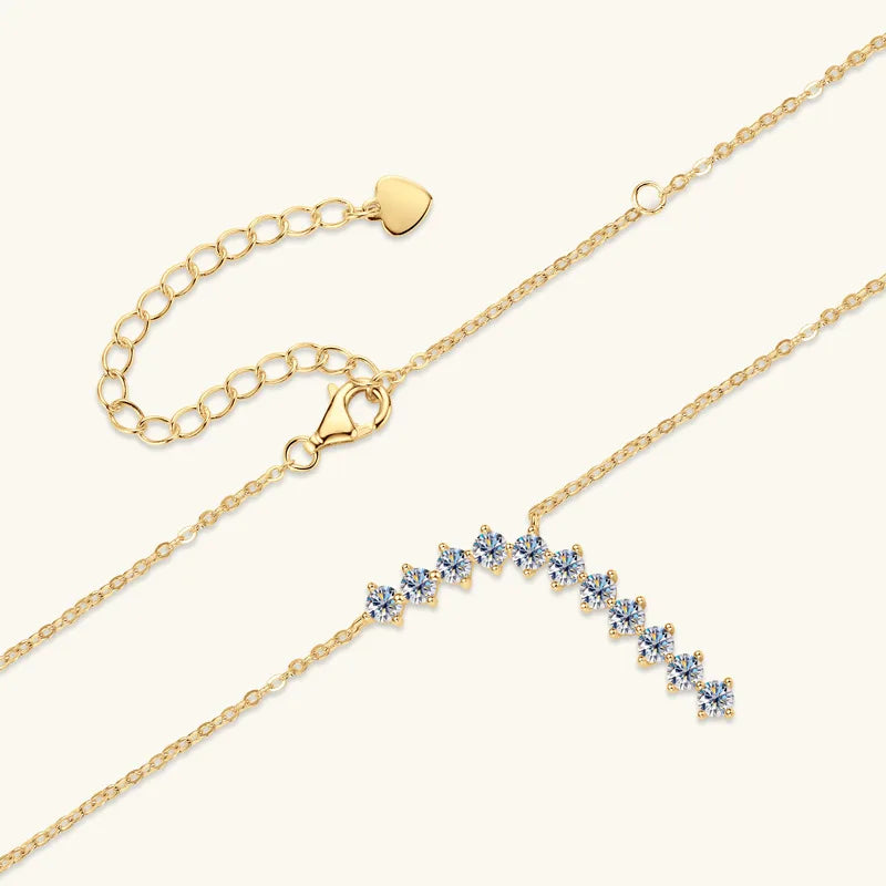 Moissanite Y Necklace & Three-Stone Hoop Earrings in Silver