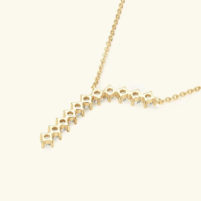 Moissanite Y Necklace & Three-Stone Hoop Earrings in Silver