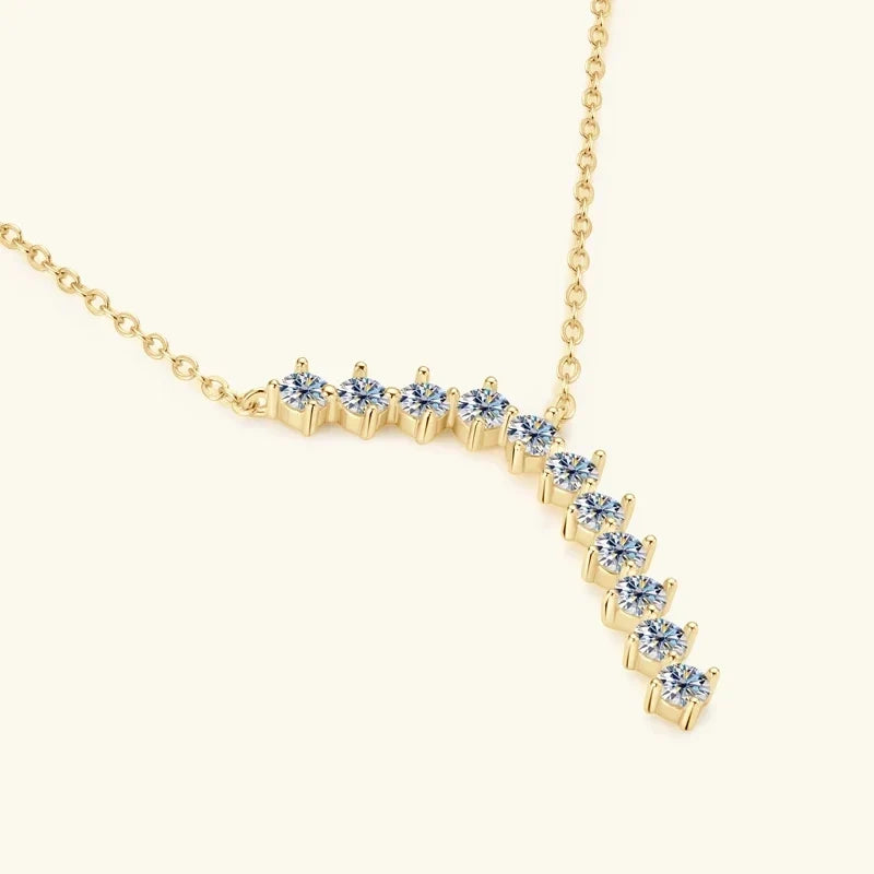 Moissanite Y Necklace & Three-Stone Hoop Earrings in Silver