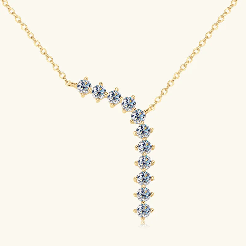 Moissanite Y Necklace & Three-Stone Hoop Earrings in Silver