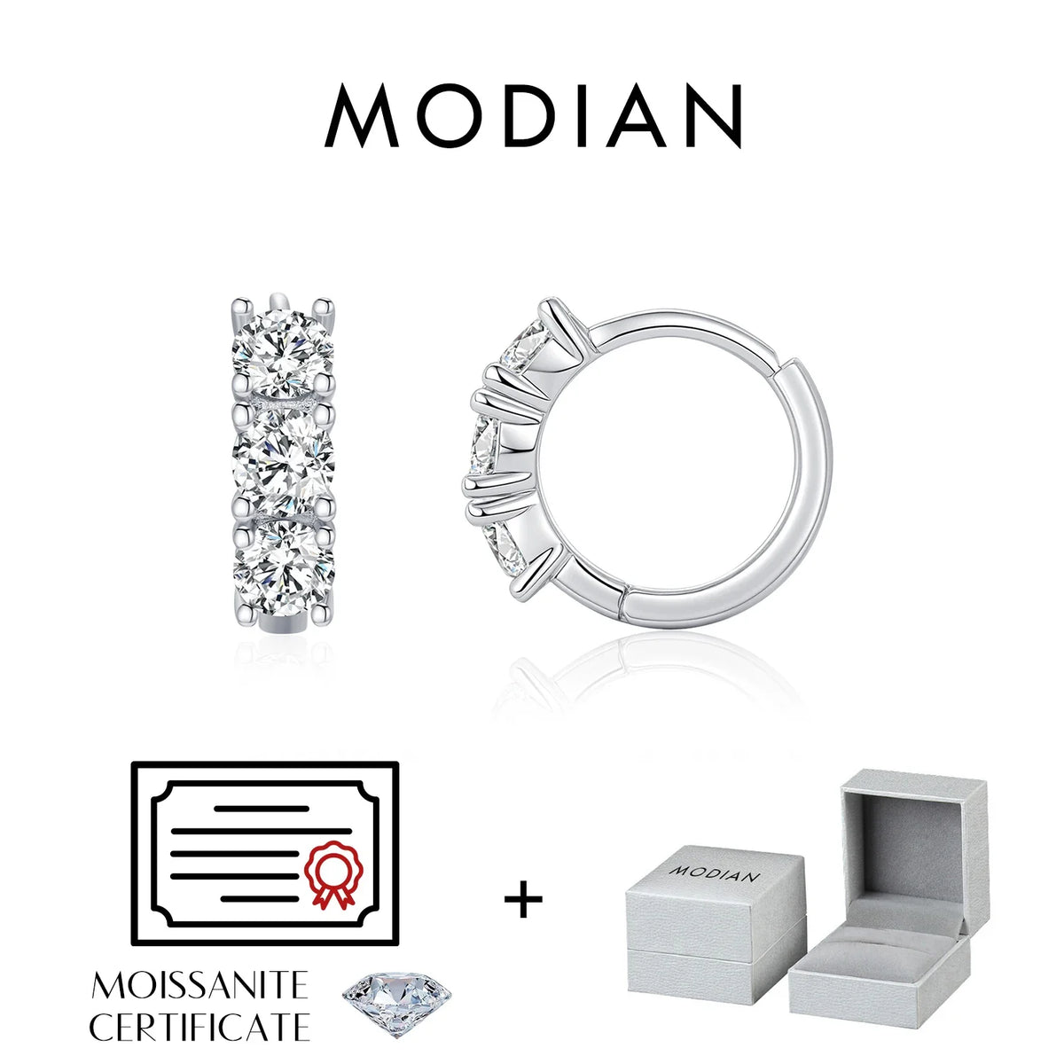 1.8ct High Clarity Moissanite Geometric Hoop Earrings 925 Sterling Silver