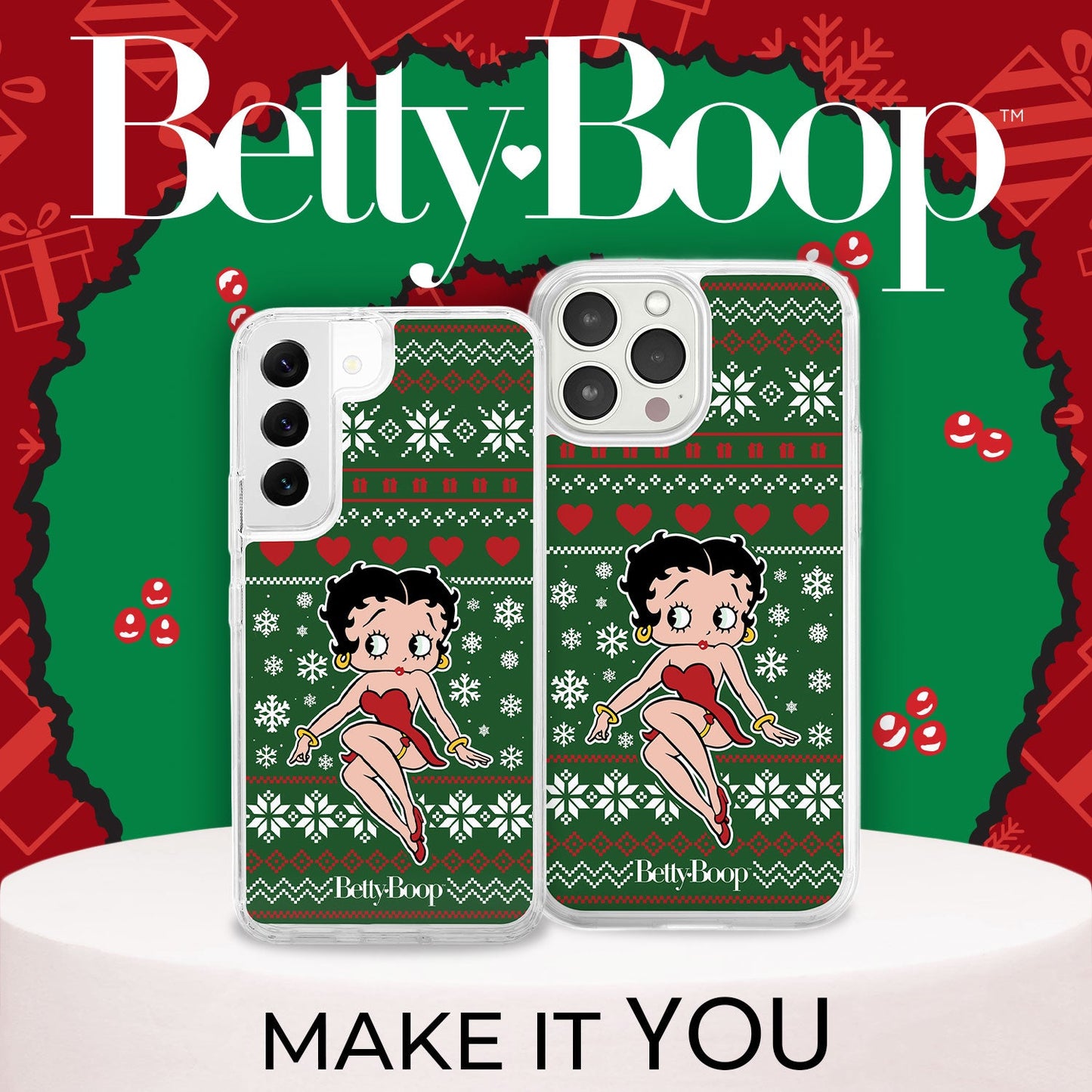 Betty Boop Happy Holidays HD Apple iPhone 13 Series Mag-Safe Phone Case