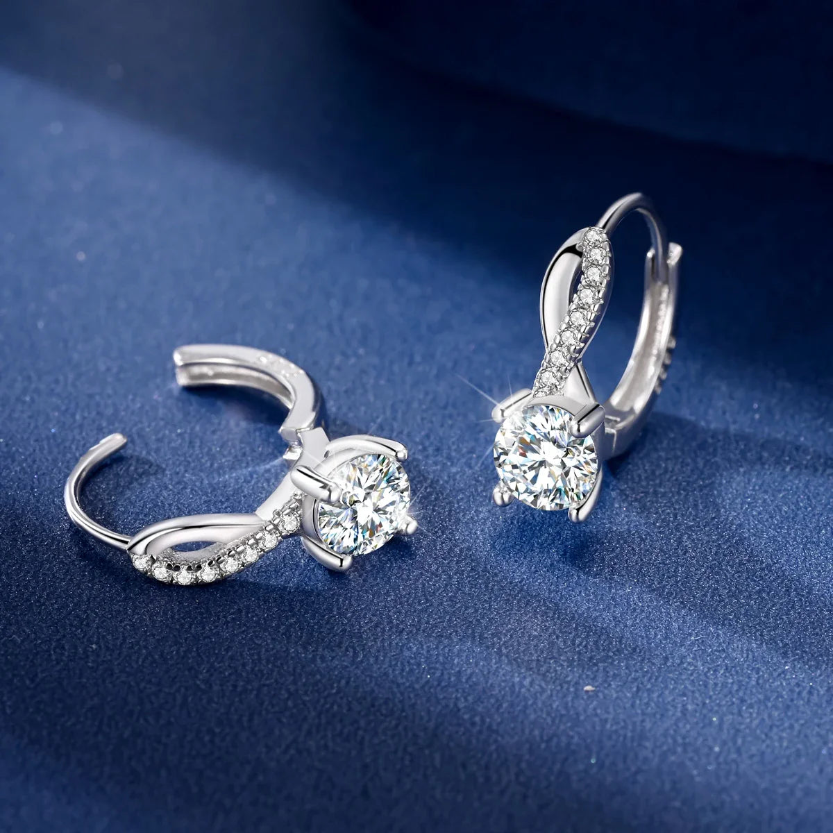 1.0ct Moissanite Hoop Earrings 925 Sterling Silver Wrap For Women Wedding