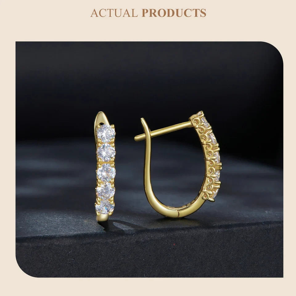 1.0CT Moissanite U-Shaped 925 Sterling Silver Hoop Earrings For Women Gift