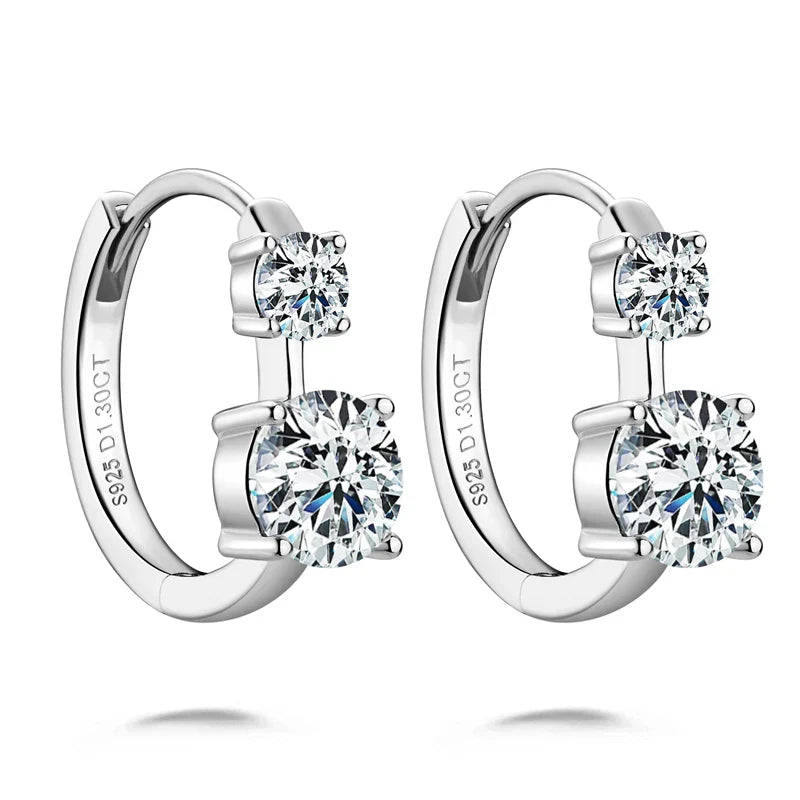 1.30ct D Moissanite Hoop Stud Earrings 925 Sterling Silver Mini Hoops Women