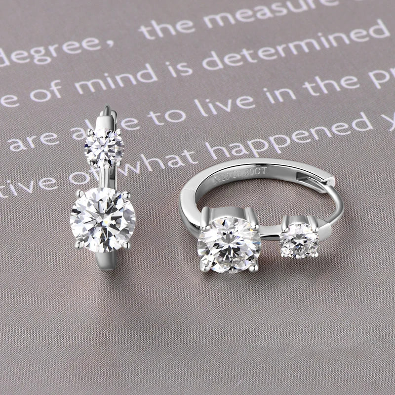 1.30ct D Moissanite Hoop Stud Earrings 925 Sterling Silver Mini Hoops Women