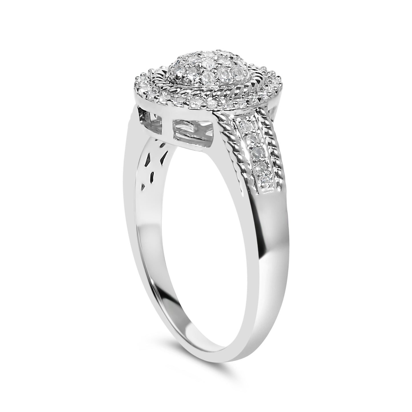 .925 Sterling Silver 1/3 Cttw Pave Set Round-Cut Diamond Braided Halo Cocktail Ring (I-J Color, I2-I3 Clarity) - Size 7