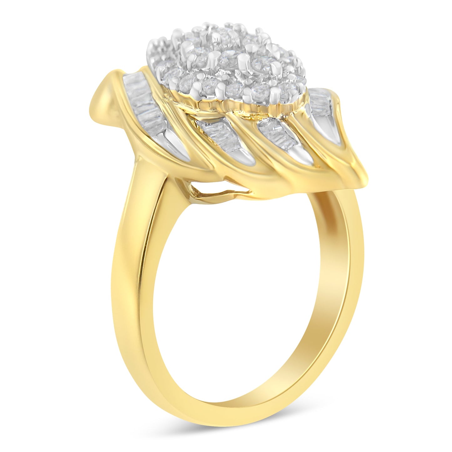 10K Yellow Gold Diamond Cocktail Ring (3/4 Cttw, I-J Color, I2-I3 Clarity) - Size 8