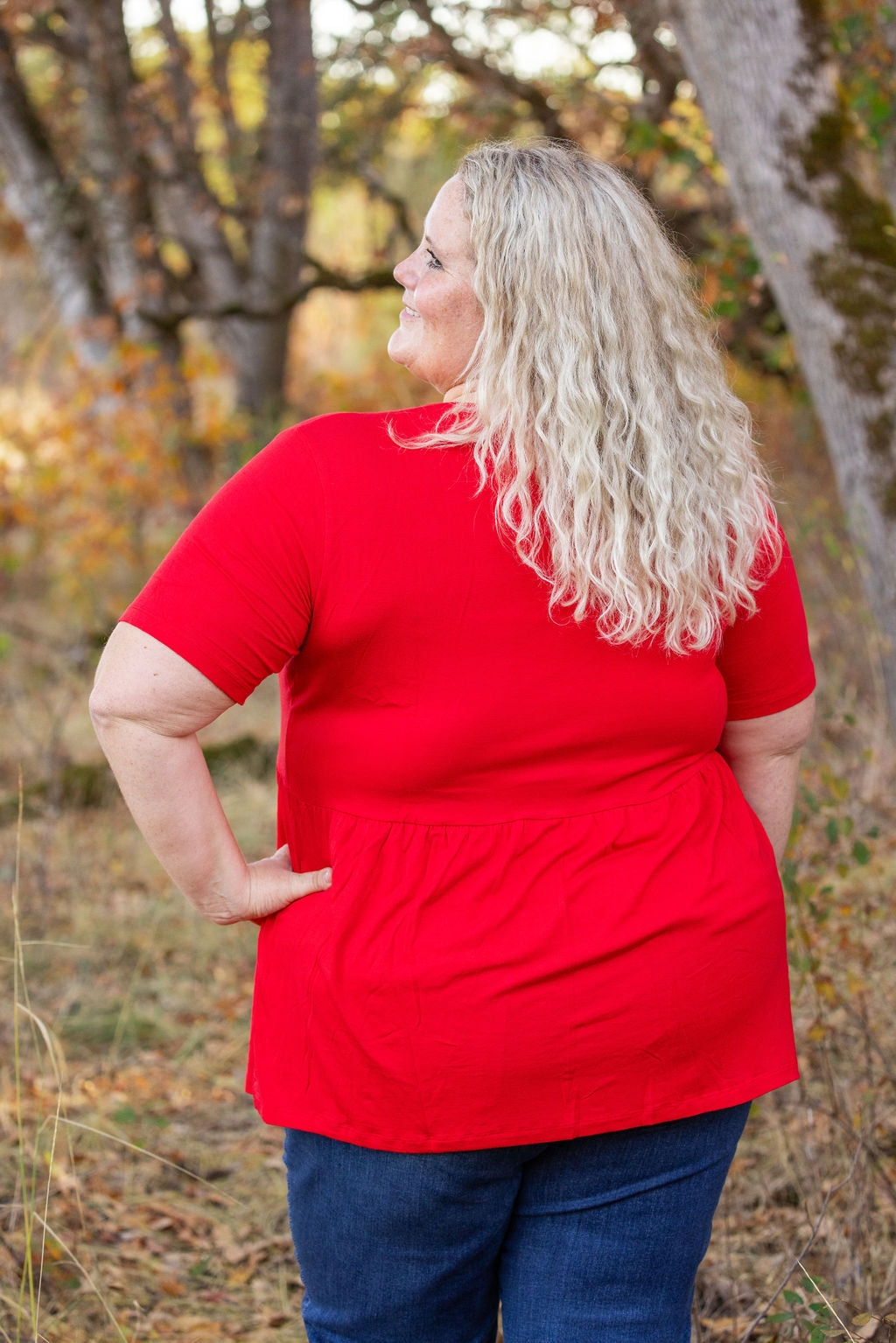 Michelle Mae Sarah Ruffle Short Sleeve - Red