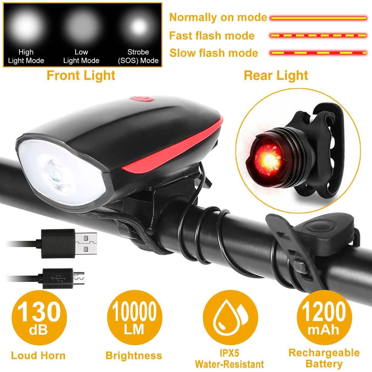 10000LM Bike Headlight USB Rechargeable
